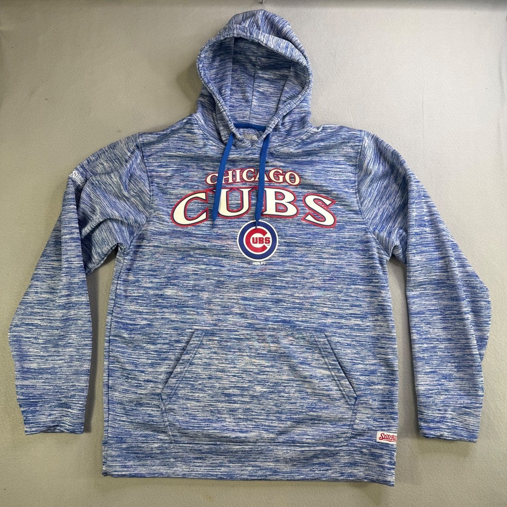 Stitches Chicago Cubs Pullover Hoodie Athletic Heather Blue Large MLB Baseball